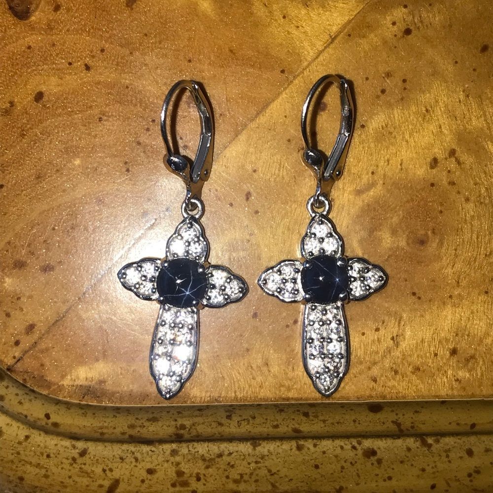 Natural Star Sapphire Sterling Silver Earrings